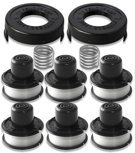 Compatible avec Black & Decker Grass Trimmer Remplacez GL250, GL310, GL360 Bobines Outil de tondeuses de chaîne,2 Capuchons de bobine,6 Bobine,2 ressort,ligne de bobine de tondeuse