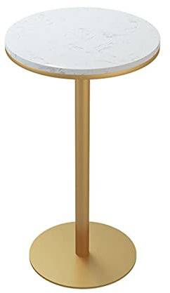 ( Tresen-Bistro-Kneipentische, moderner Beistelltisch aus Marmor, Durchmesser 21,7, Kleiner Säulentisch zur dekorativen Präsentation - Weiß und Gold (Größe: Höhe: 105 cm/41,3))
