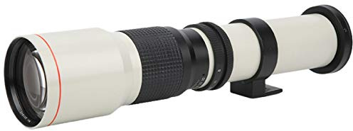 Rankomu Téléobjectif 500 mm F8F32 Mise au point manuelle, grossissement 2x, mise au point fixe, compatible avec appareils photo reflex Canon EFS Mount Blanc