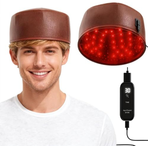 Capuchon Laser Croissance Cheveux,Appareil Luminothérapie Infrarouge Rouge 660nm et 850nm avec Minuterie et Contrôleur,Outil Soin Cheveux Portable à Usage Domestique pour Hommes et Femmes