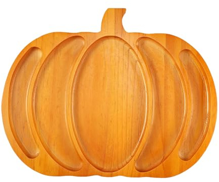 Bandeja de madera de otoño para servir calabaza, 15 x 11.8 pulgadas, plato de queso y carne, platos divididos para Halloween, Acción de Gracias, fiestas, día de Navidad, KzW954 (B, talla única)