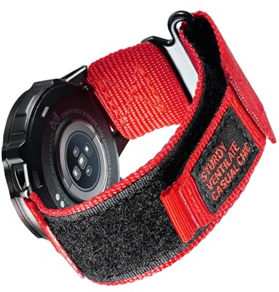 MEGALITH Nylon Watch Strap Red 22mm: Quick Release Replacement Watch Band Compatible with Smartwatch and Wristwatch - Adjustable Sport Nylon Strap for Men