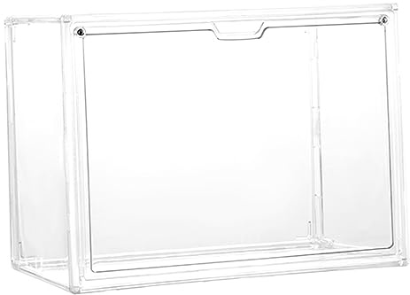 GALPADA Transparent Plastic Shoe Organizer Box with Magnetic Door Medium Dustproof Display Case for Figurines Shoes and Food Storage Clear Display Container for Model Showcasing