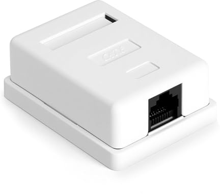 AOOSU CAT 6A Surface Mounted Network Socket, 1 Port RJ45 Socket, Shielded Junction Box, 10 Gbit/s Ethernet Network, LAN Socket for Wall, Office, Home, Industry