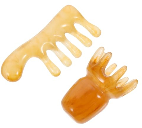 NOLITOY 2 Stück Teiliges Gua Sha Massagekamm aus Harz Sanfter Kopfhaut Lymphmassagekamm Glatte Oberfläche für Entspannende Akupunkturpunkt massage zur Selbstpflege und Haarglättung