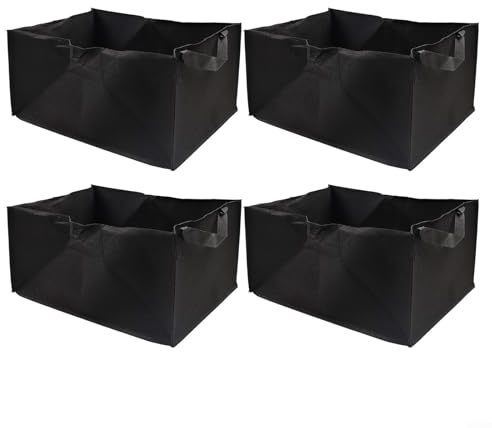 Set mit 4 rechteckigen Pflanzsäcken für effiziente Entwässerung und Pflanzenwurzelwachstum (40 x 30 x 20)