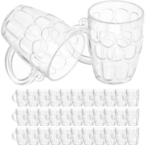 Zerodeko 50 piezas Unidades Mini Jarras de Cerveza de Plástico Transparentes Vasos Ligeros para Decoración Casa de Muñecas Fiestas al Aire Barbacoas y Picnics Accesorio para Reutilizable