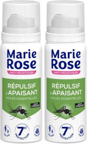 MARIE ROSE - Spray Anti-moustiques Répulsif et Apaisant - 100mL - Huiles Essentielles - Contribue à Repousser les Moustiques pendant 7 heures - A Partir de 3 ans (Lot de 2)