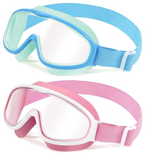 Vvinca Kinder-Schwimmbrille mit Comfort-Stoffband taucherbrille kinder Weitwinkel Anti-Beschlag/UV Schutz Wasserdichte Schwimmbrille für 3-14 Jahre
