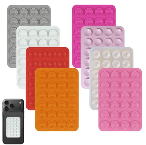 8 PCS Multicolor Silicone Sticky Phone Grips,Universal Anti Slip Smartphone Suction Pads,Smartphone Holder for Non-Slip Wall & Glass Adhesive,Suction Phone Holder