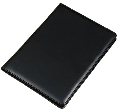 Leder Dokumente A4-Schreibmappe aus Leder for Männer und Frauen, Dokumenten-Organizer, Papierhalter, Schreibunterlage, Klemmbrett, Büromaterial(Black)