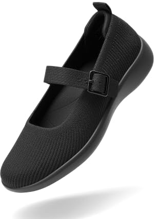 DREAM PAIRS Womens Ballet Mary Jane Flats Sneaker Shoes | Knit Arch Support Anti-slip Cushioning Machine Washable Comfortable Breathable Walking Dressy Business Office Everyday Wear