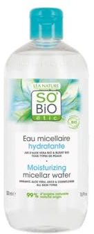 So'Bio Étic - Agua Micelar Limpiadora Aloe Vera y Lleche Desmaquillante Hidratante Aloe Vera, 500 ml