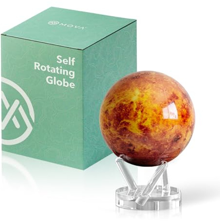 MOVA Globe - Venus Signature (6) | Solar Powered Rotating Planet Model for Decor or STEM Learning | Based on NASA Imagery