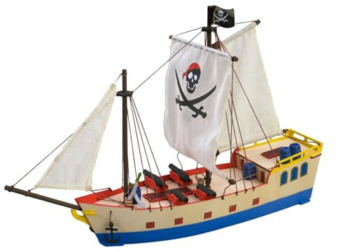 Artesanía Latina – Träfartygsmodell för Barn +8 – Piratskepp - Modell 30509N, 65 Delar - Modeller att Montera – Nybörjarnivå