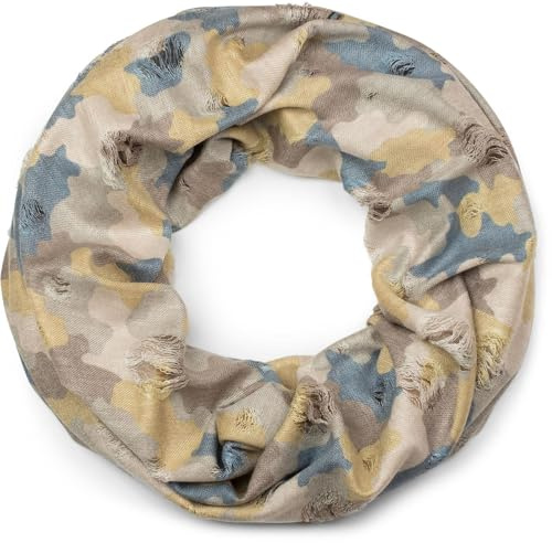 styleBREAKER Loop sjal med kamouflage mönster i Destroyed Vintage used Look, tubhalsduk, duk, unisex 01016134