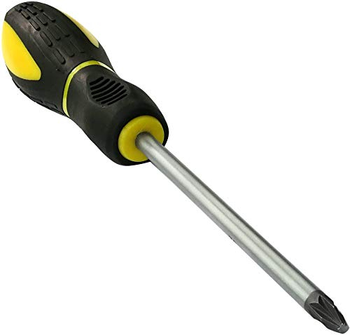 AERZETIX - C45654 - Tournevis à Empreinte Cruciforme Pozidriv PZ2 6x100mm pour Vis Pozidriv - Pointe Aimantée/Magnétique - Poignée Antidérapante Bi-Matière - Lame en Acier/CR-V/-S2