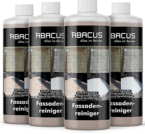 ABACUS® Mauerreiniger Hochkonzentrat, Mauerwerkreiniger - alternative zu Sandstrahlung, Ziegelreiniger, Betonreiniger, Fassadenreiniger, Steinreiniger – Fassadenreiniger 4x 1000 ml (7691.4)