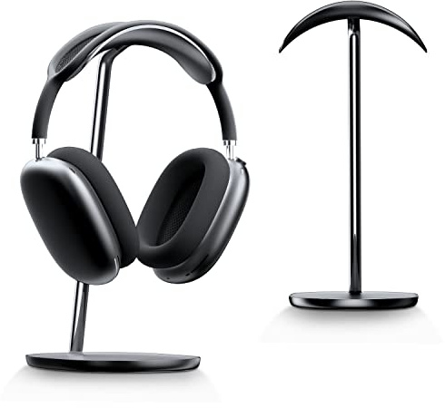 BENKS Desktop Headphone Stand Universal Headset Holder Hanger Mount Aluminum with Protective Silicone Pad, Gaming Headset Accessories, Compatible with AirPods Max, Beats, Bose, Sony and so on(Black)
