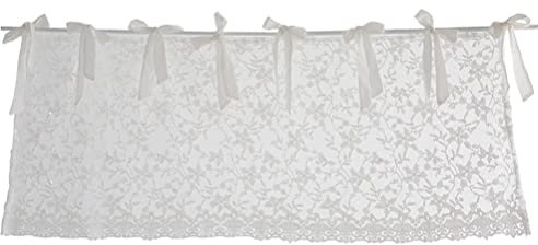 ACMHNC Scheibengardinen Landhausstil Vintage Häkeln Cafe Vorhang Baumwolle Leinen Kurzgardine Retro Spitze Romantisch Küche Esszimmer Fensterdekoration,Weiß,130cm x 60cm /51*24