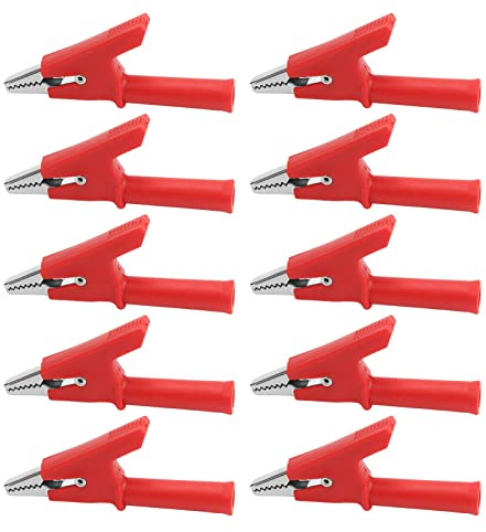 10Pcs Pinze a Coccodrillo Elettriche Test Morsetto a Coccodrillo Clip 4mm Presa Connettori a Banana per Tester di Tensione(rosso)