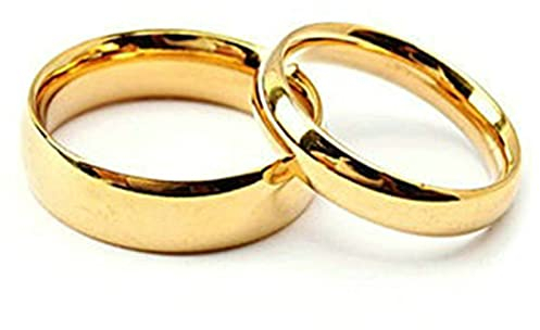Mesnt Ringe Paare 2 Set Edelstahl, Hochglanzpolierter Bandring Gold Edelstahl Ringe Set Keine Beschriftung, Damen L 1/2 & Herren R 1/2