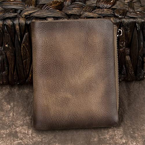 XIXIDIAN Herren Brieftasche Reißverschluss Echtes Leder Karteninhaber Rindsleder Zip Münze Tasche Brieftaschen for Männer (Color : A, Size : 12.7 * 10 * 2CM)