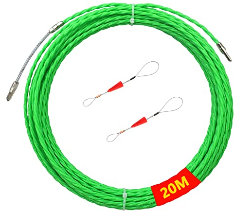 Ayuda para tirar de cables, 20 m, φ 4 mm, alambre de poliéster, adecuado para fibra óptica, comunicaciones, electricidad doméstica, obras