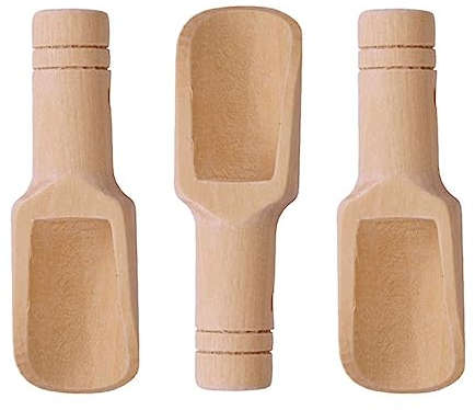 3 Pcs Mini Wooden Salt Spoon, Bath Scoop, 0.9 x 3.1 Inches, Candy Spoon, Natural Scoop for Kitchen, Bath Salts, Powder, Tea & More, Eco-Friendly, Easy to Clean