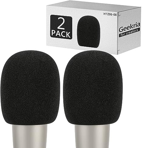 Geekria for Creators Parabrisas de espuma para micrófonos de 2(50 mm) de diámetro, cubierta de viento para micrófono,compatiblecon Behringer C-1,C-1U,RODE NT1(negro/paquete de 2)