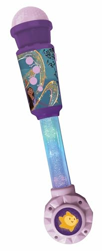 LEXIBOOK, Disney Wish, Luminous Microphone for children, musical toy, built-in speaker, luminous effects, Aux-in socket, Purple, MIC90WI