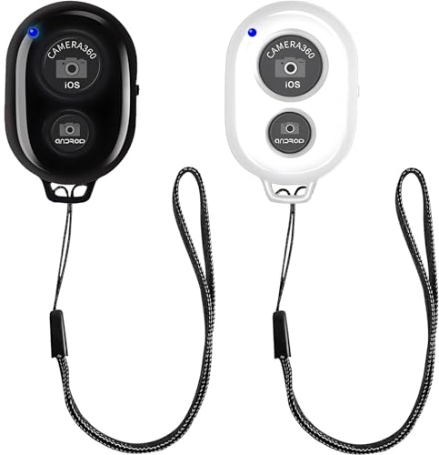 2 Pack Wireless Camera Remote Shutter,Selfie Clicker for Photos and Videos, Wireless Phone Camera Remote Control for iPhone/Android, Wrist Strap & battery Include
