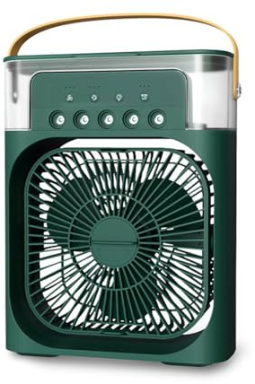 3 in 1 Air Cooler, 3 in 1 Luftkühler, Verdunstungskühler, Luftbefeuchter, 3 in 1 USB Tragbare Mobile Klimaanlage, 3 Geschwindigkeits 7 Farben Mini Luftkühler mit Spray (Grün)