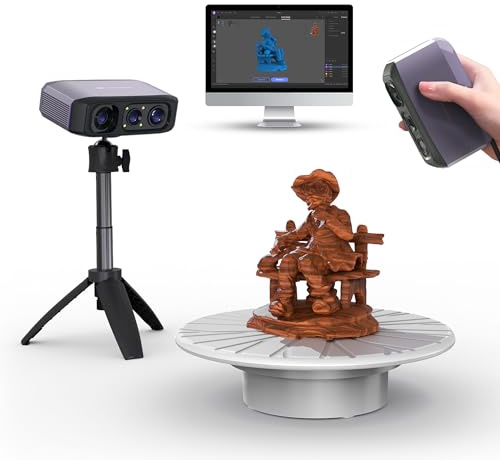 3DMakerpro 3D-Scanner für 3D-Drucker und Reverse Engineering: Moose Lite Premium-Set mit automatischem Drehteller und Stativ, 0,05 mm Präzision, NIR-Lichtquelle, Handscanner für Windows/macOS | Automatischem Drehteller und Stativ, 0,05 mm Präzision, NIR-Lichtquelle, Handscanner für Windows/macOS