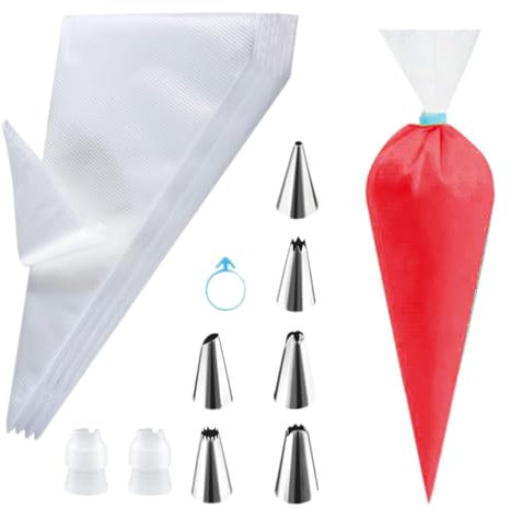 Sacchetti per glassa per torte, sacchetti per pasticceria, per la decorazione di torte, set di sacchetti e ugelli in silicone, sacchetti riutilizzabili per pasticceria, cupcake, biscotti,