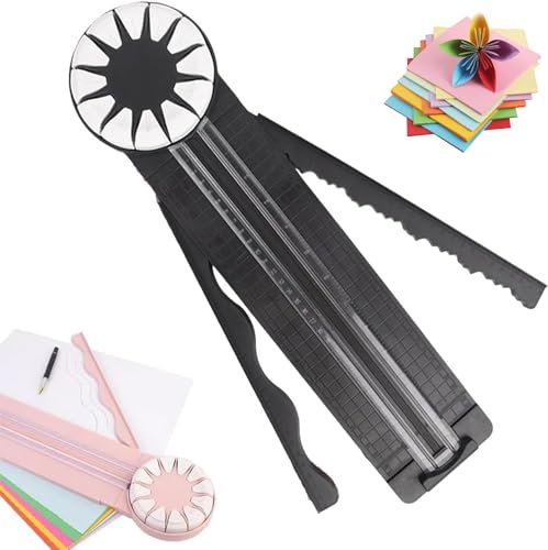 12 in 1 Papierschneider, 2024 Upgraded Paper Craft Kantenschneider, Papier Kantenschneider mit Messungen für DIY Scrapbooking, Fotokarte, Geschenkverpackung (Schwarz)