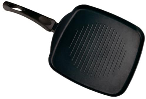 Acan Tradineur - Asadora Grill de Aluminio, Plancha, sartén Cuadrada con Mango, válida para inducción, Antiadherente, Libre de PFOA (Negro - 27 x 27 cm)