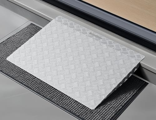 Aluminum Threshold Ramp for Doorways, 2-4 Rise Recommended (Max 6), Portable Wheelchair Ramp for Home Steps, 550lbs Capacity Non-Slip Metal Handicap Ramp for Scooters, Walkers, Shed & Curbs 31x25