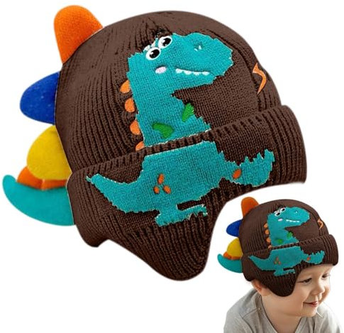 Stickad djurmössa för barn, stickade mössor för barn, Mysig vintermössa, Kint hattar Mysig öronmössa för pojkar, dinosaurie öronskyddshatt för pojkar, flickor, vinter
