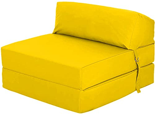 Ready Steady Bed Faltbare Gästematratze 168 x 60 x 13 cm Komfortabler Z-Fold Klappstuhl Futon-Sofa Weicher, wasserabweisender Bezug Klappmatratze Faltmatratze Erwachsene (Gelb)