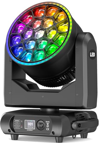 19x20W Cabeza Móvil LED RGBW Beam Wash Zoom Luces de Discoteca DMX512 Iluminación escénica profesional para Disco Fiesta Club Bar Boda Navidad