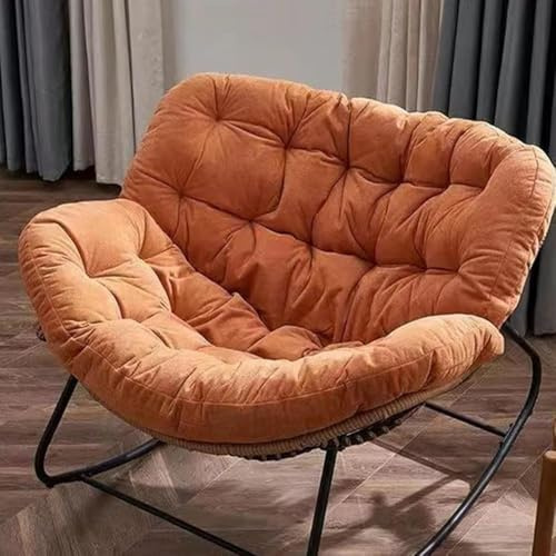 BYGSBKDP Schaukelstühle für Erwachsene, Papasan-Schaukelstuhl, 103,9 cm, übergroßer Rattan-Weiden-Loungestuhl, Eier-Schaukelstühle mit Metallrahmen, große Stützen, moderne Outdoor-Terrasse (Tangerinr)