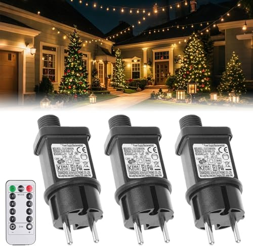 Afenau Trasformatore Luci Natale, 3 Pezzi 31v 6w Led Netzteil Con Telecomando, Timer, 8 Modalità, Alimentatore luci Natale, Adattatore Per Luci Di Natale, Catena Luminosa