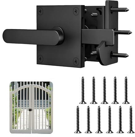 Double Side Gate Latch Black: YOZAIUUI Heavy Duty Aluminum Garden Gate Latch Self Locking Shed Door Latchs Double-Sided Handle for Outdoor Fence Wooden Gates Pool Gates Backyard Garden