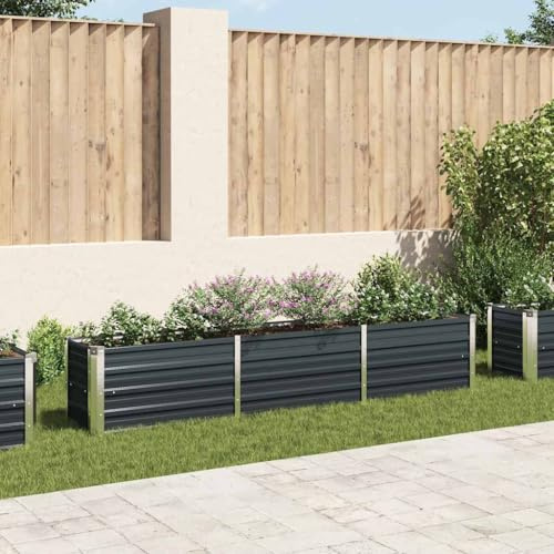 HaoChrymec Bancal Elevado de Jardín, Mesa de Cultivo con Estructura de Acero Galvanizado, Diseño Abierto y Antracita, Ideal para Huerto Urbano, Terraza o Balcón, Color Antracita, 240 x 40 x 45 cm