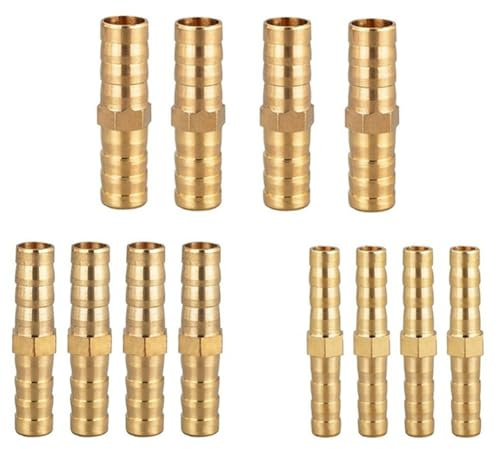 Set di connettori per tubi in ottone da 6/8/10 mm con riduttore dritto per acqua, aria, carburante, olio e irrigazione da giardino, confezione da 12