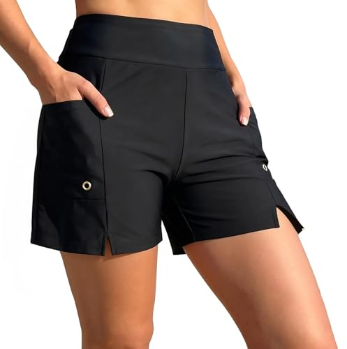 Kideerly Swim Shorts Women, Board High Waisted with Pokcets Liner Quick, Womens Swim Shorts, Swimming Shorts Womens, for Swimming Board Running Summer