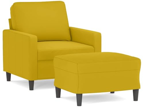 Mhdvray Sessel mit Hocker Gelb 60 cm Breit Samt Modernes Design Bequemer Zweisitzer für kleine Räume Wohnzimmer Schlafzimmer Flur