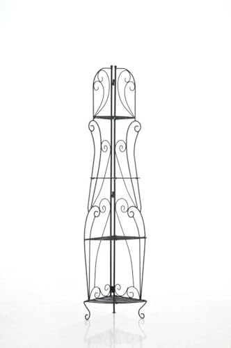 CLP Eisen-Eckregal IRMA I Stabiles Klappregal mit Vier Ablagen I Dekoregal im Landhausstil I erhältlich, Farbe:schwarz