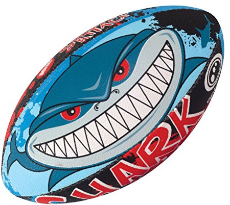 OPTIMUM Tecknad boll, rugbyboll, hajsockel, storlek 5, herr, Shark Attack, storlek 5